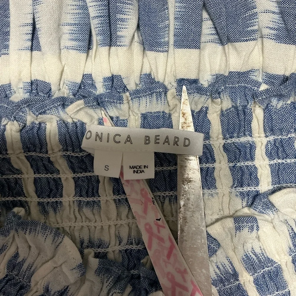 EUC Veronica Beard Aloya Smocked Skirt - Ecru Multi - Size Small
